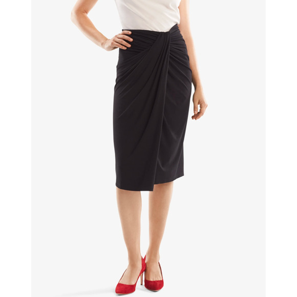 NWT MM. Lafleur The Minetta 2.0 Navy High Waist Midi Draped Skirt, size XS - Picture 9 of 9